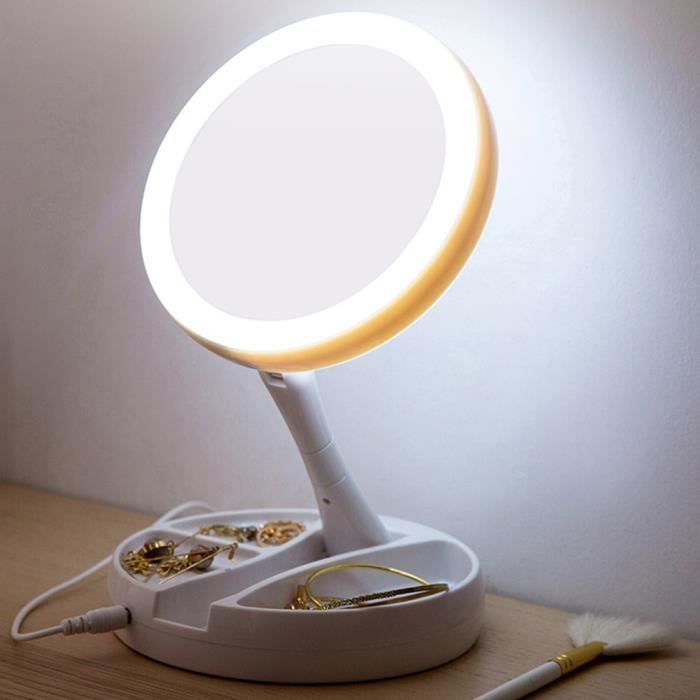 LED Miroir de maquillage pliable Miroir de table pliable