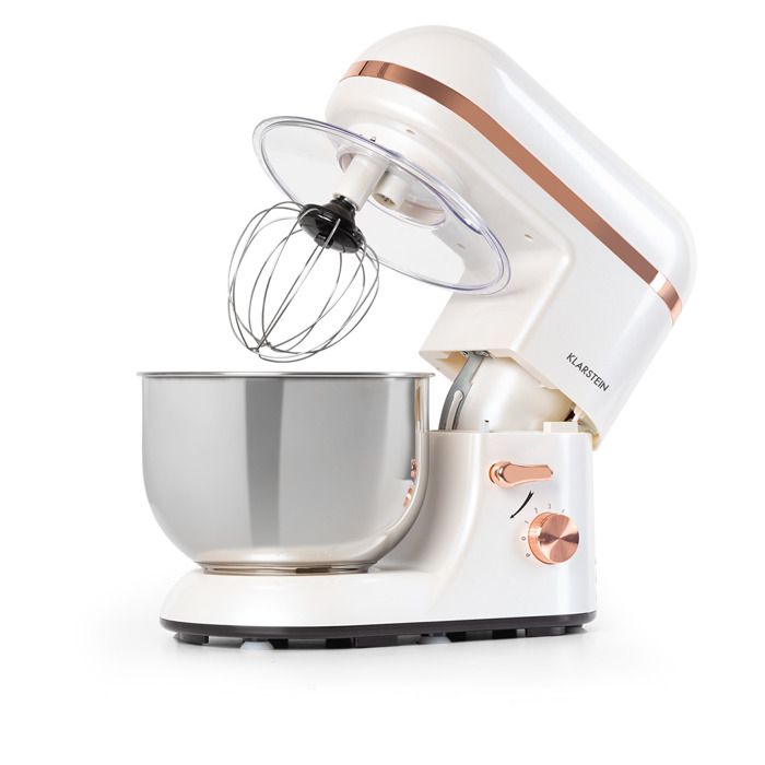Klarstein Bella Elegance Robot de cuisine 6 vitesses - Bol 5 litres - 1300W - Fonction pulse - Blanc