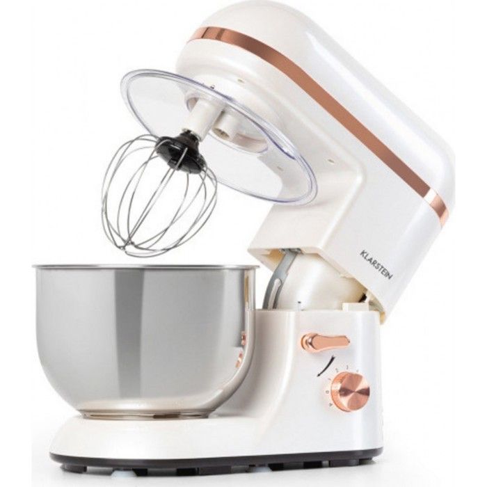 Klarstein Bella Elegance Robot de cuisine 6 vitesses - Bol 5 litres - 1300W - Fonction pulse - Blanc