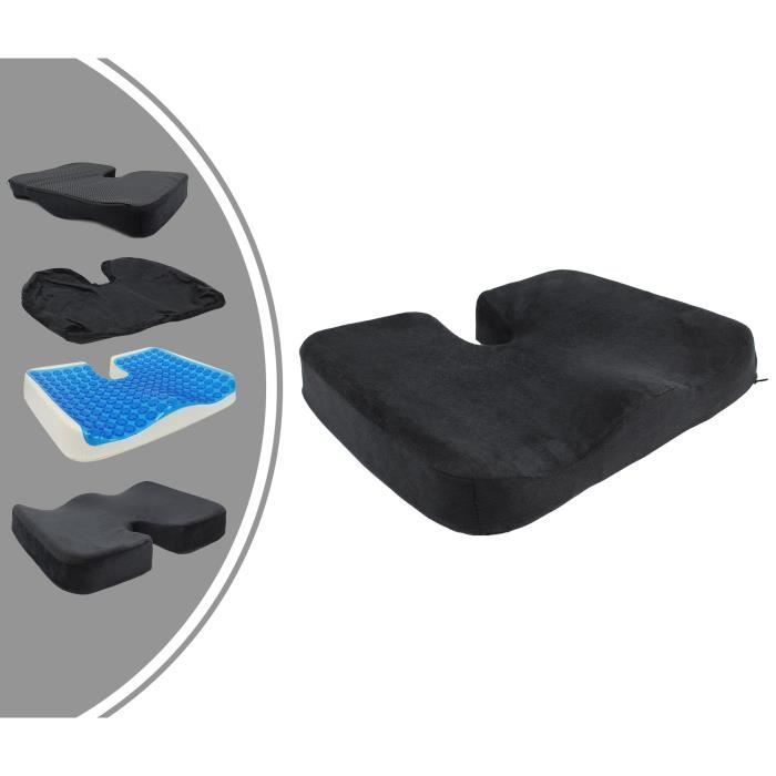 Coussin de Siège Orthopédique avec Gel, Coussin Coccyx avec une Épaisseur en Gel, Noir, Dimensions: 45 x 35 x 7 cm