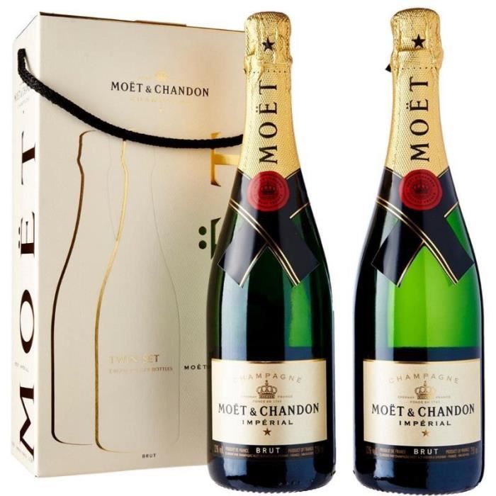 MOET & CHANDON CHAMPAIGN RESERVE IMPERIAL TWIN SET 2 BOTTLES GIFT PACKAGE 75 CL