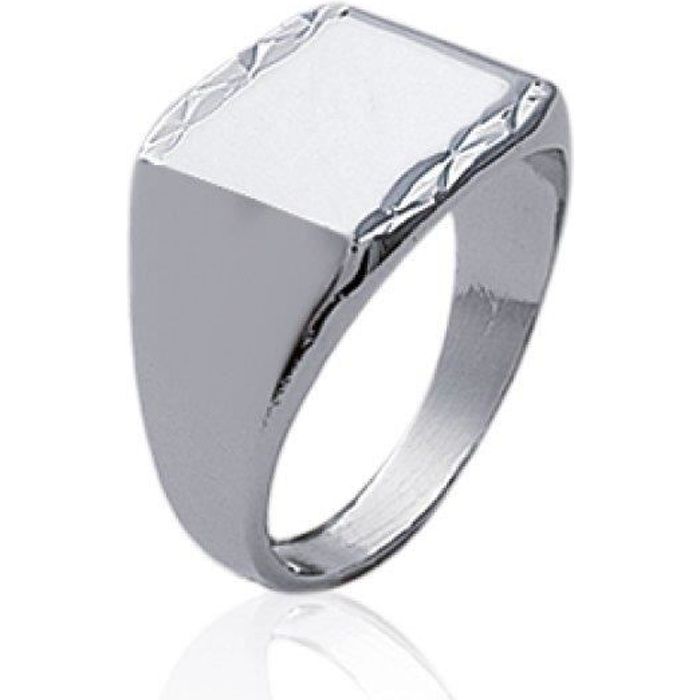 Chevalière Homme En Argent 925 Rhodié - Taille Au Choix - Bijou Classique Et Élégant