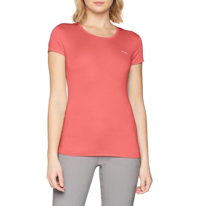 Columbia Peak to Point Novelty SS shirt corail rouge, t-shirt randonnée femme.