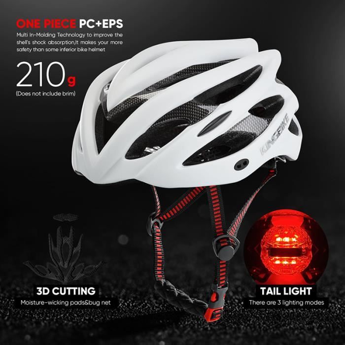 Casque de vélo Blanc-ESP Avertissement de feu arrière