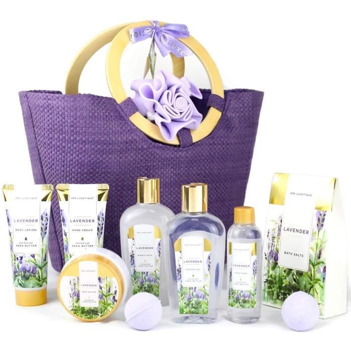 Spa Luxetique Coffret de Bain, Coffret Soins de la beauté, 10 Pièces Coffret Cadeau pour Femme, Parfum de Lavande