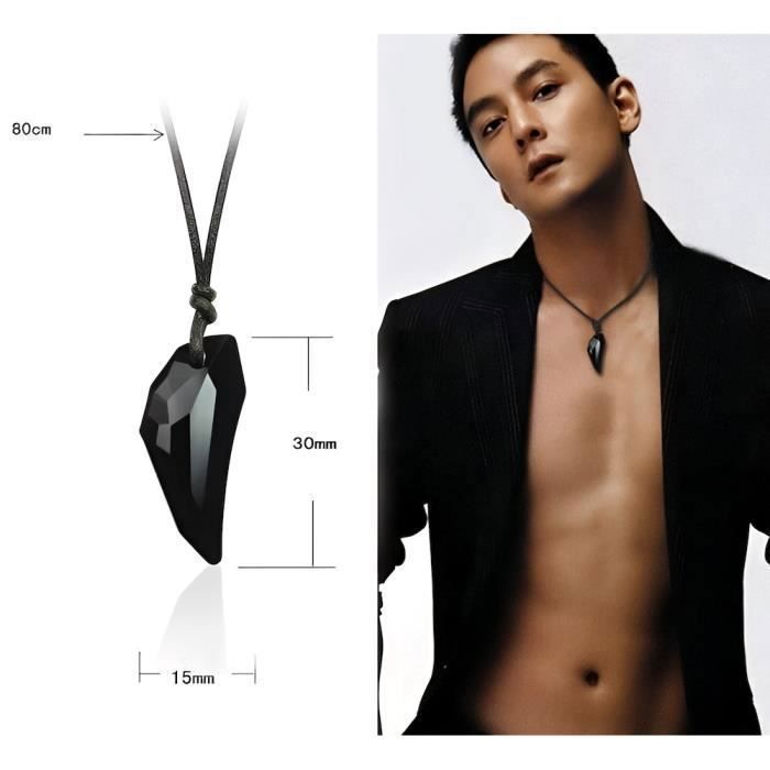 Collier Cordon Pendentif Dent de Loup Cristal Swarovski* Noir
