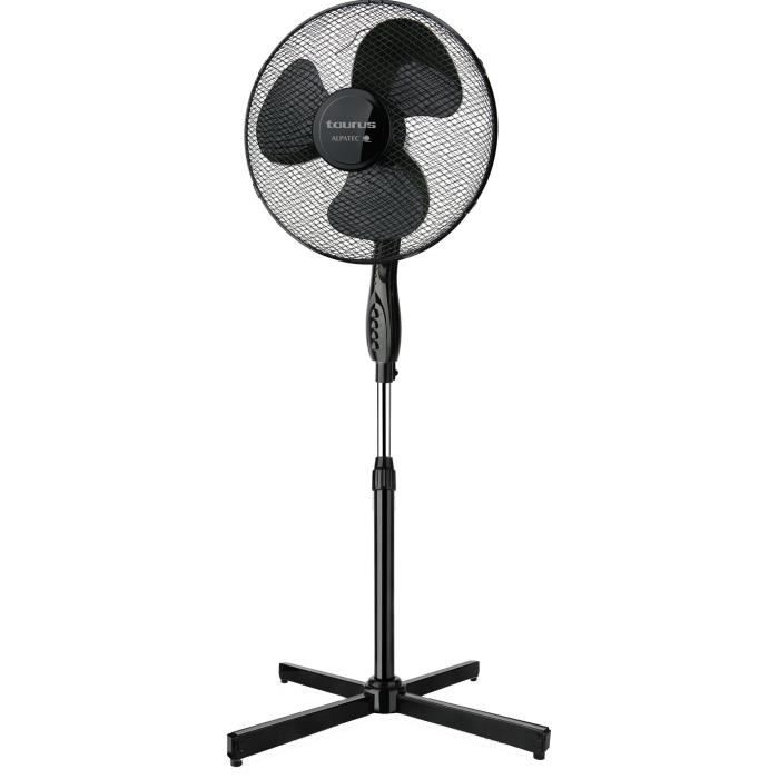 TAURUS Ponent 16C Elegance Ventilateur sur pied Ø40 cm - 40 watts - 3 vitesses - Silencieux - Inclinable - Noir
