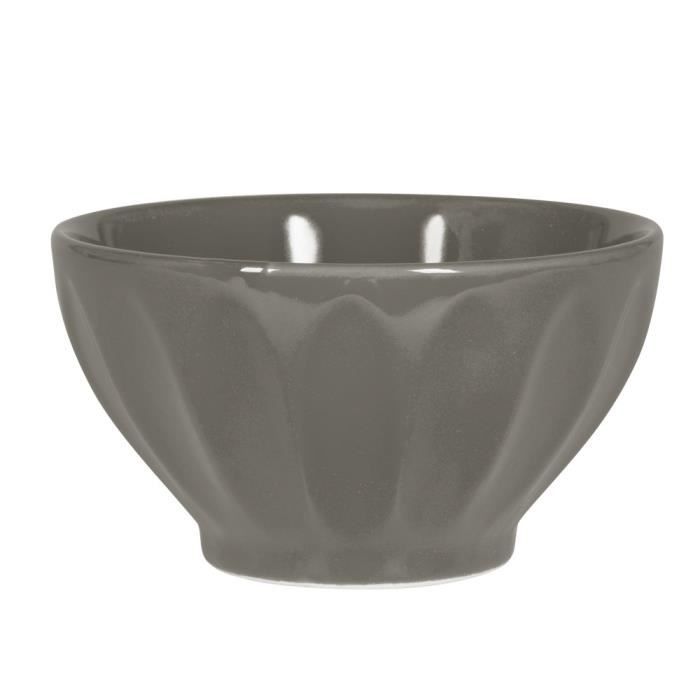 TREND'UP - BOL COTES PLAT 14 CM GRIS FONCÉ (Lot de 2) NEURE NEUTRE