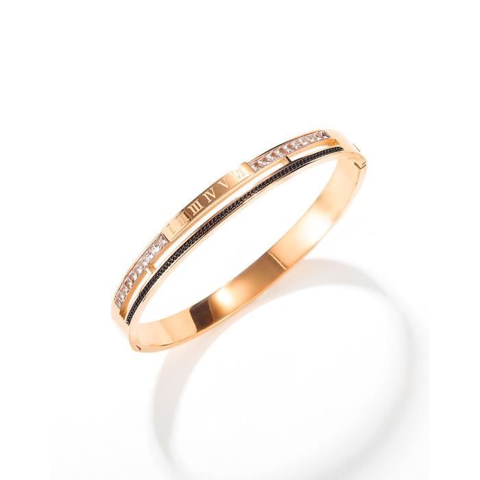 Bracelet Bangle Gold Rose Gold Silver with Cubic Zirconia Stones Stainless Steel Hinged Jewelry with Crystal Oval Bracelet Birthday