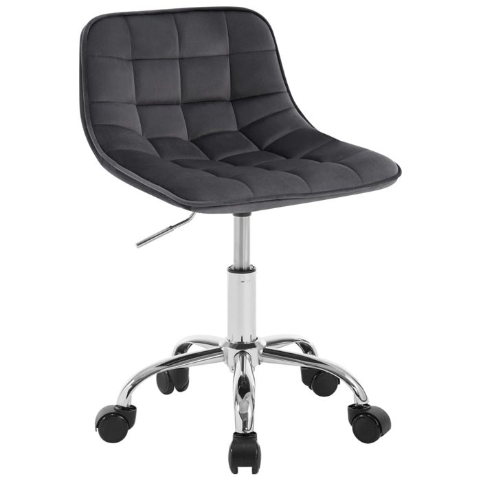WOLTU Chaise Bureau en Velours Pivotante Tabouret Coiffeuse Rembourrée avec Dossier Réglable en Hauteur Gris Foncé W0ATT0405