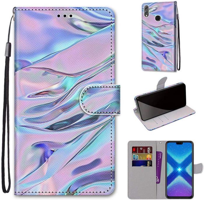 Coque Huawei Honor 6A En Cuir PU Effet Daim Bleu - Étui à Rabat Magnétique Portefeuille Avec Emplacements Cartes Et Protection Complète 360°