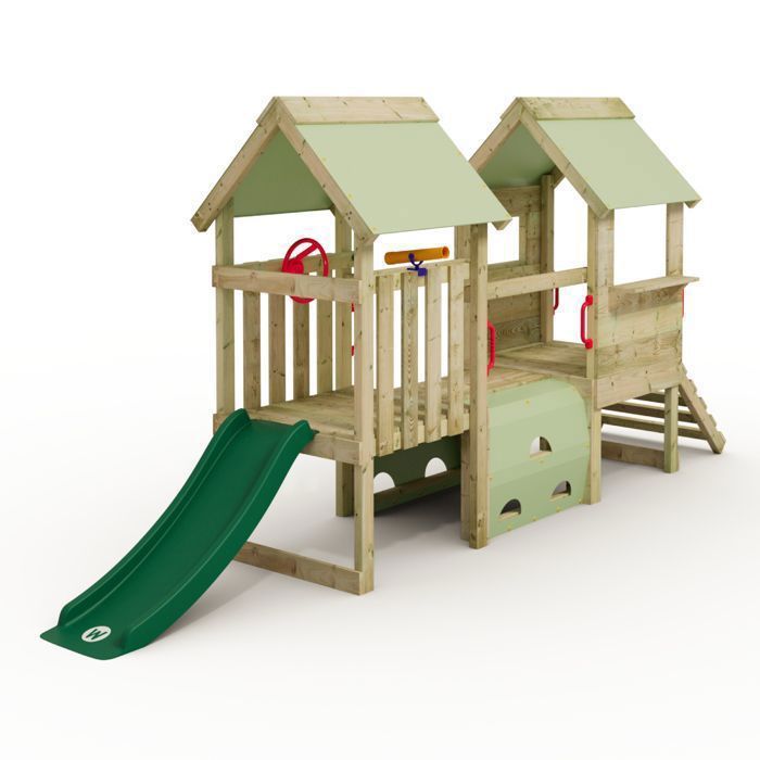 Tour de jeux WICKEY My First Playground 2 pour tout-petits avec toboggan 120 cm vert et tunnel – 10 ans de garantie*