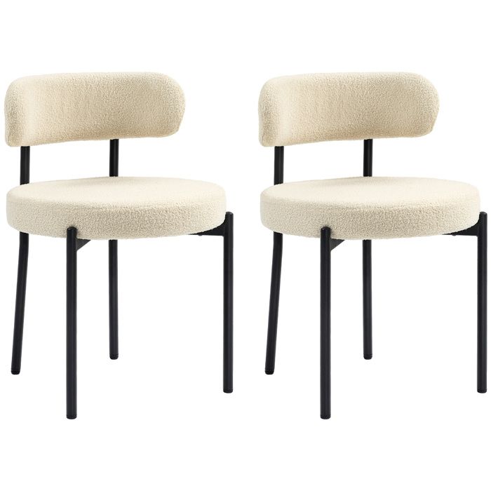Lot de 2 chaises de salle à manger - HOMCOM - dossier en tissu pieds en acier - 51 x 51 x 76 cm - beige noir