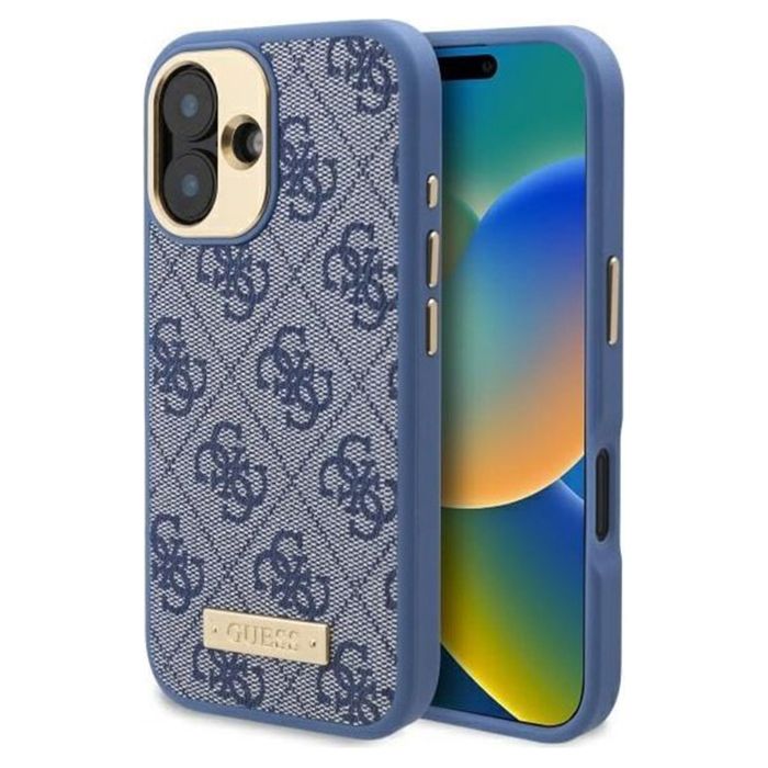 Coque pour iPhone 16 Guess Hardcase 4G Logo Plate MagSafe GUHMP16SU4GPRK - vue 2