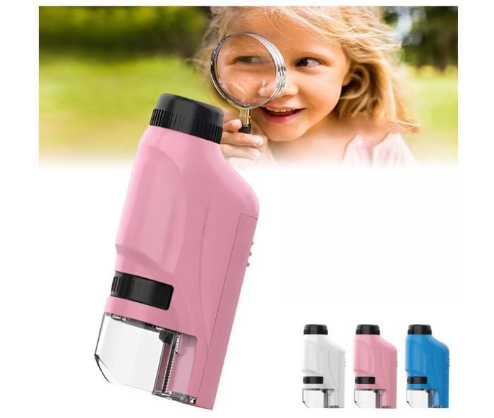 Microscope De Poche AIXING 60-200X Avec LED - Portable, Pour Téléphone - Jouet Scientifique Enfants 7-14 Ans - Bleu