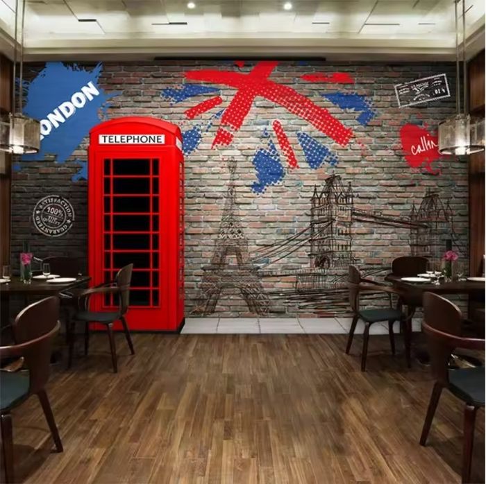 Papier Peint Panoramique 3D rétro Londres rue murale restaurant café salon canapé fond mural papier peint intissé 410x280cm
