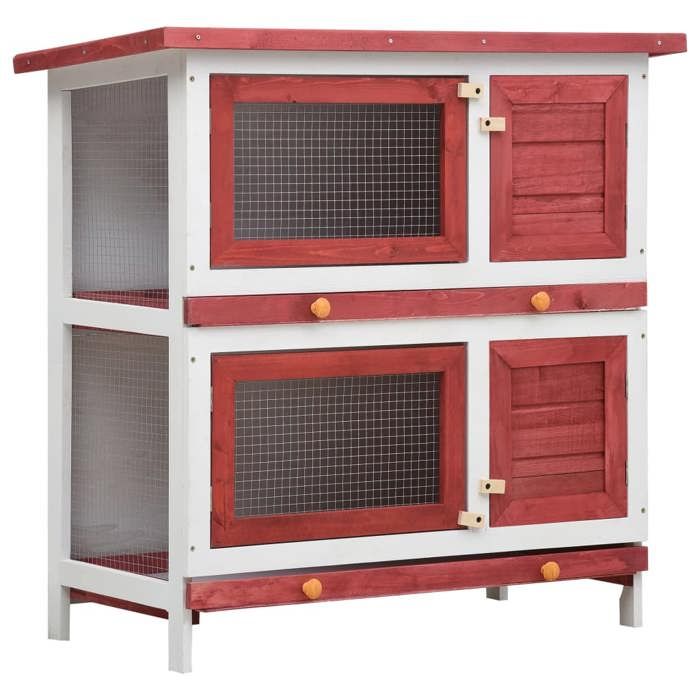 Comparer les prix de Clapier dextérieur avec 2 Etages Rouge et Blanc Bois 90x45x90 cm Cage à Lapins Multiples Utilisations Maison Lapin Enclos