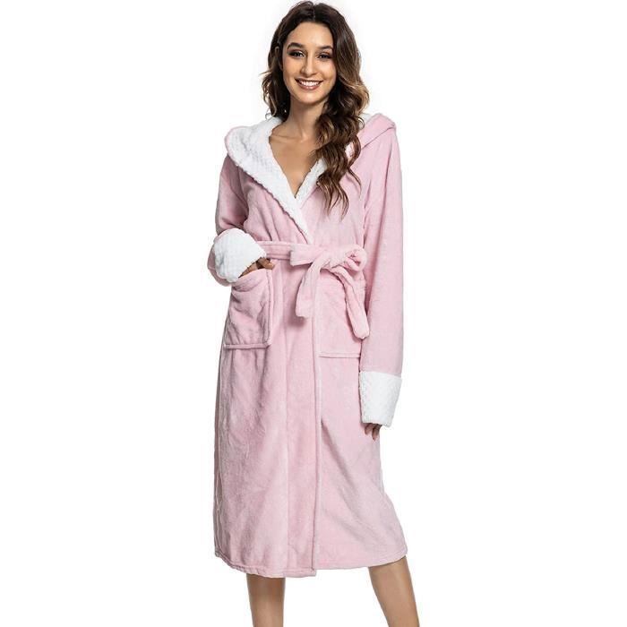Peignoir de bain Femme Robe capuche luxueuse Flanelle