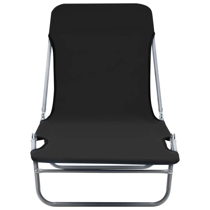 Chaises longues pliables lot de 2 - Transats pisicne - Acier et tissu Noirtop vente808034977