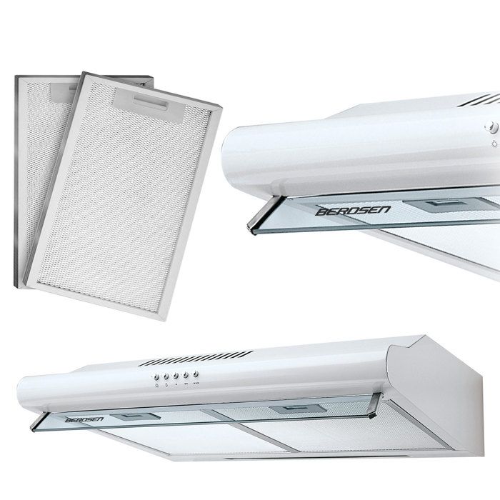 Hotte de cuisine sous-meuble - JANSHOP - 60 cm - Blanc - LED 1x2 W - 205 m³/h - 3 vitesses