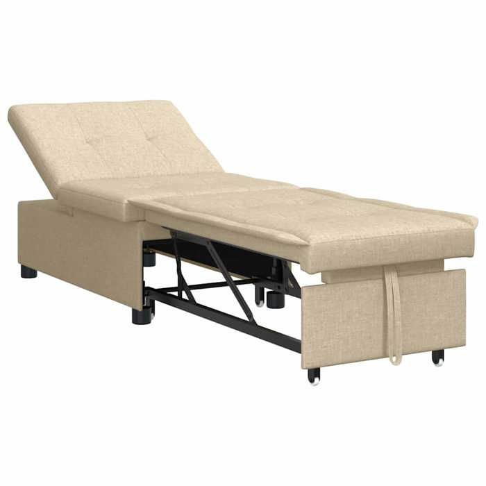 CHIC Canapé-Lit - Lit gigogne Convertible - Crème 194 x 67 x 37 cm tissu - 194x67x37 cm 362815 S11