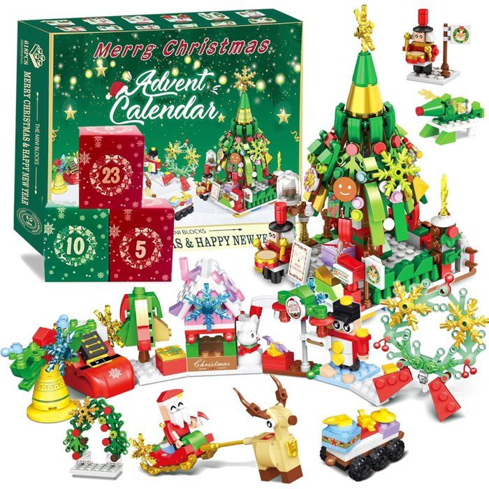 Calendrier De L'Avent 2025 Avec 24 Peluches – Père Noël, Bonhomme De Neige, Renne, Sapin, Pour Enfants, 26x21 Cm