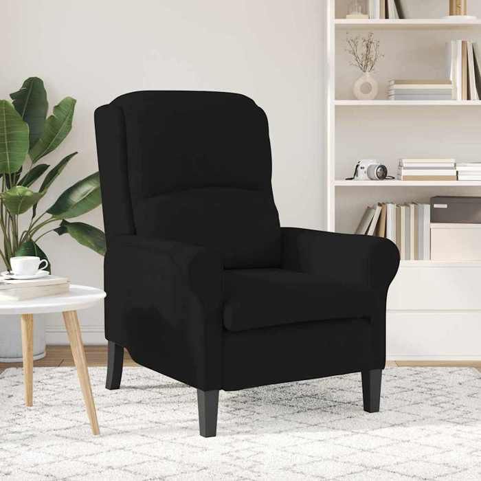 Fauteuil en microfibre - vidaXL - Noir - 76x94x102 cm - Bois dingénierie - Mousse de luxe - Accoudoirs roulés