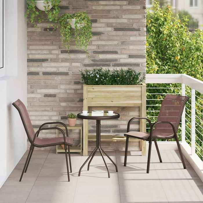 Ensemble bistro de jardin - BURKE - Marron - Acier - 2 places - 50x50x70.5 cm - Table rectangulaire - 2 chaises
