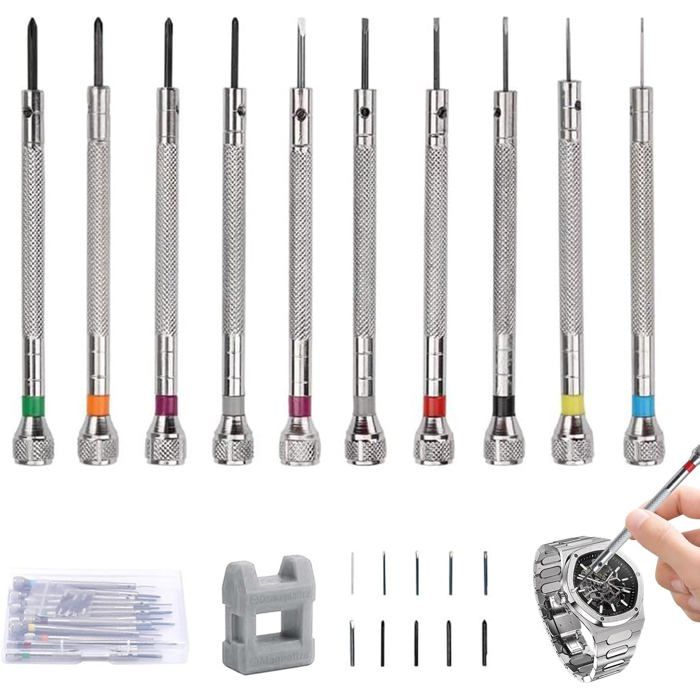 21Pcs Kit Tournevis de Précision Tournevis Lunettes Opticien/Montre Horlogerie Plate/Cruciforme 0 6-2 0 mm avec Label 21Pcs Kit Tournevis de Précision Tournevis Lunettes Opticien/Montre Horlogerie Plate/Cruciforme 0 6-2 0 mm avec Label