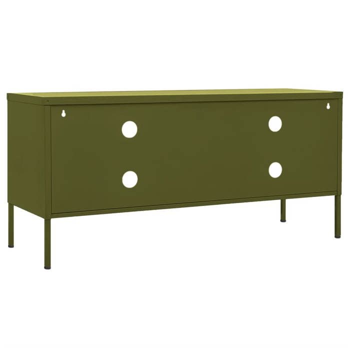 NEUF Armoire TV - Vert - Meuble TV - TABLE TV - Vert olive 105x35x50 cm - Acier TT3155