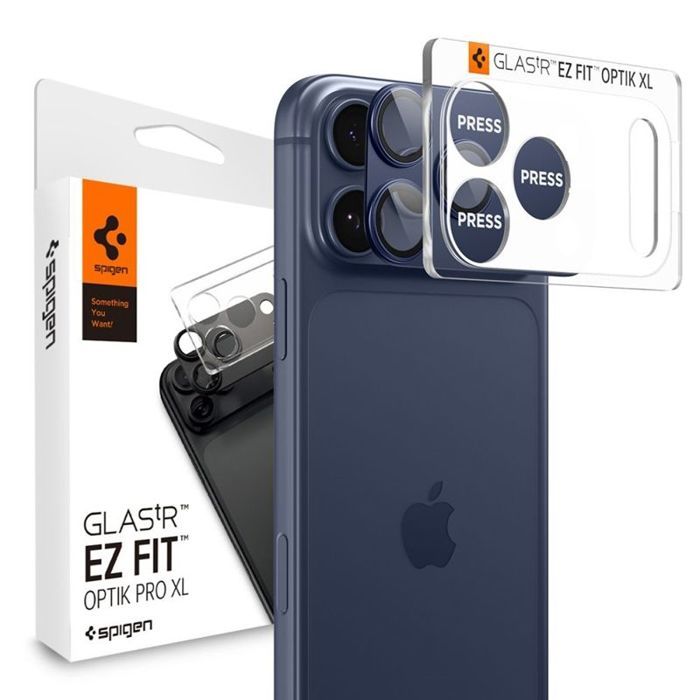 Film de protection - SPIGEN - Glas.tR EZ Fit Optik Pro XL - Verre trempé - Dureté 9H - Bleu