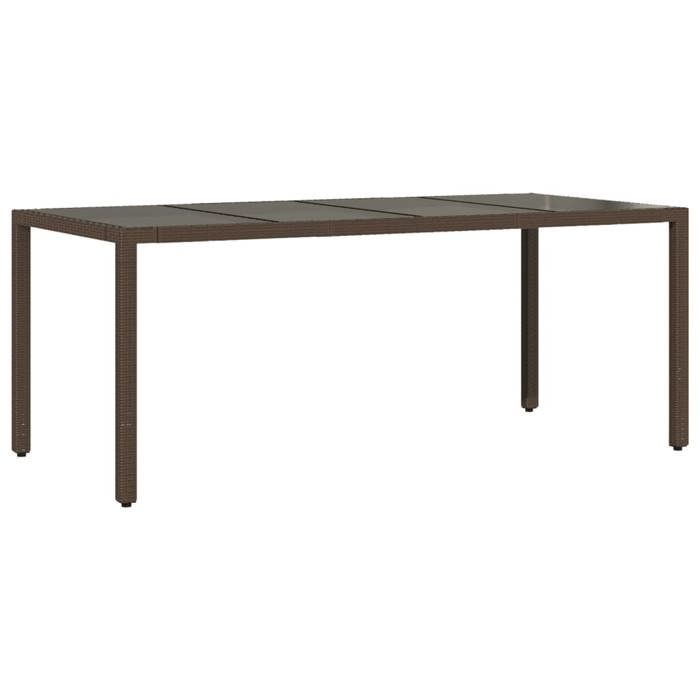 STAR SALE® Table de jardin( 1 pc ) - Table cuisine - avec dessus en verre marron résine tressée 190x90x75 cm T61