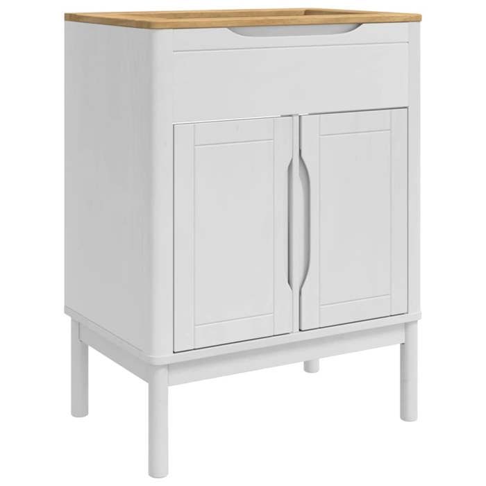 En solde Meuble sous Lavabo de salle de bain - Armoire WC - Meuble WC - FLORO Blanc 60x40x80 cm L2004