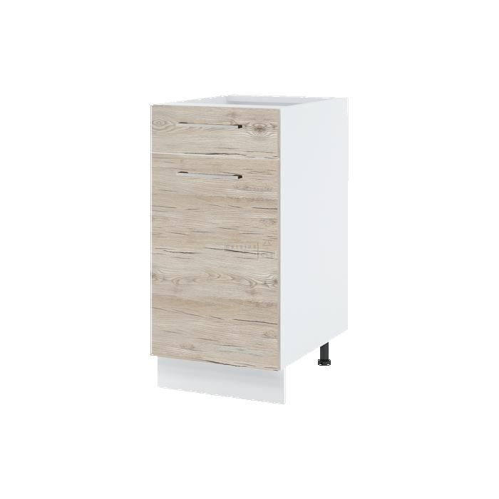 Meuble bas de cuisine Bellissi Noyer blanchi 1 porte 1 tiroir L 40 cm - Cuisineandcie