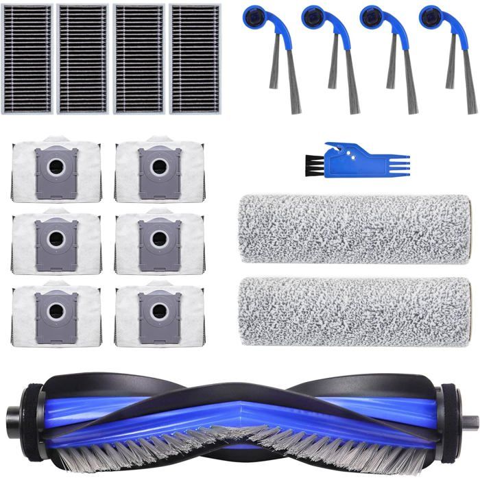 Kit daccessoires 18 pièces compatible avec laspirateur Ecovacs Deebot T80 Omni : comprend 1 brosse principale 6 sacs à poussière