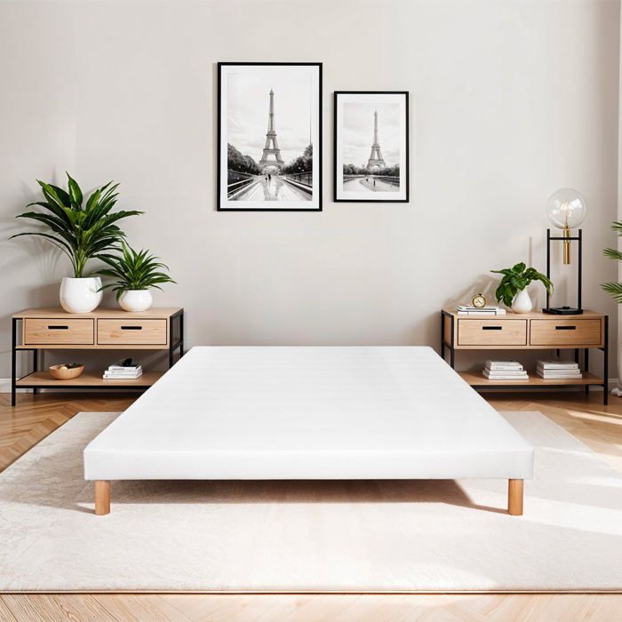 Sommier tapissier Tissu Capucine 90x200 cm - 2x90x200 cm - Gris Sommier tapissier Tissu Capucine 90x200 cm - 2x90x200 cm - Gris