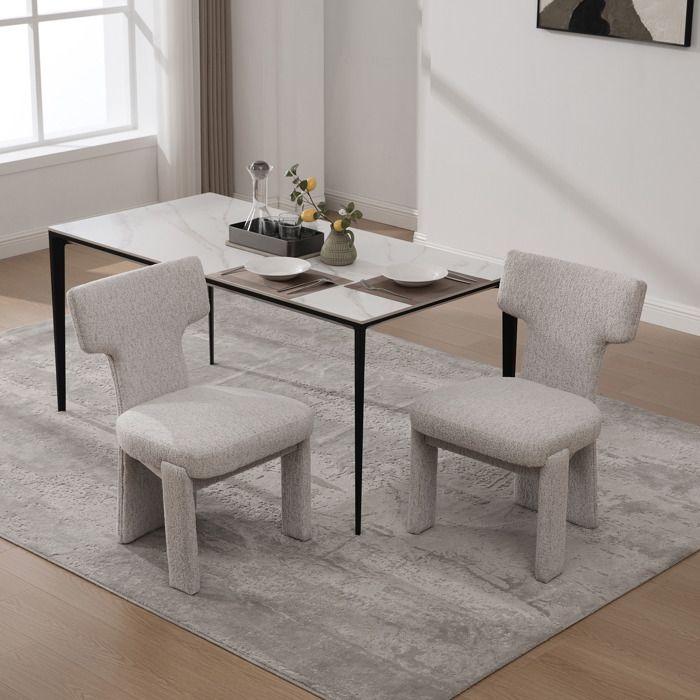 Set de fauteuils en chenille (2 pièces) avec pieds en bois de caoutchouc – fauteuil sans fauteuil pour salon chambre à coucher res