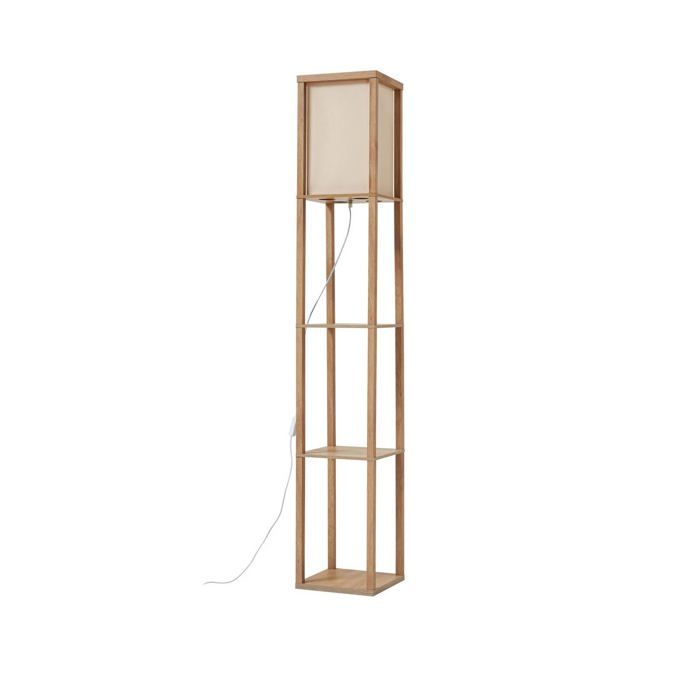 Lampadaire salon - Lindby - lampe sur pied - Bois Tissu textile - 26 x 26 x 159 cm - bois blanc