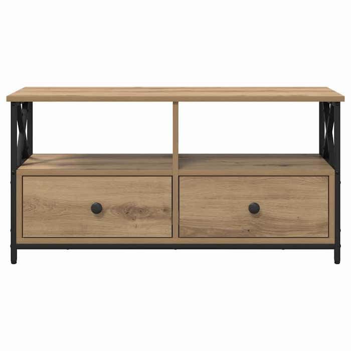 Meuble TV avec tiroir Chêne artisanal 90 x 33 x 45 cm_2 ans garantie_35169