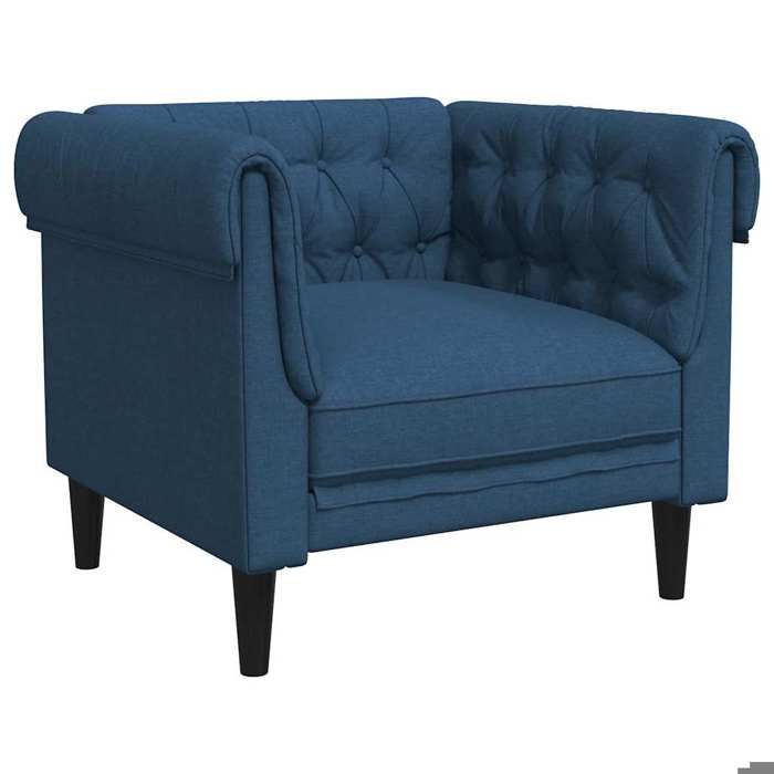 Fauteuil Chesterfield Bleu 785 x 745 x 745 cm en tissu et contreplaqué et bois massif avec accoudoirs et coussins épais 554688