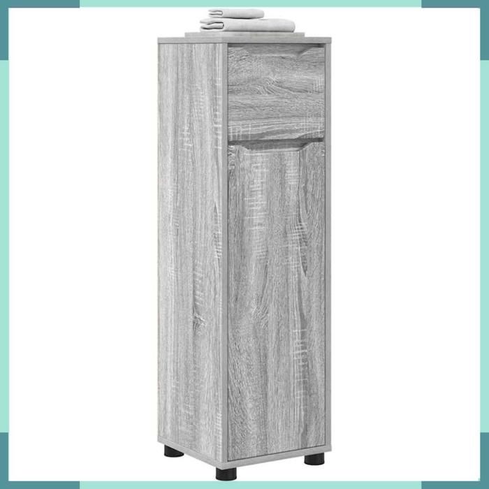 Meuble de salle de bain - 888743 - Gris Sonoma - 30 5 x 30 x 101 cm - Bois dingénierie