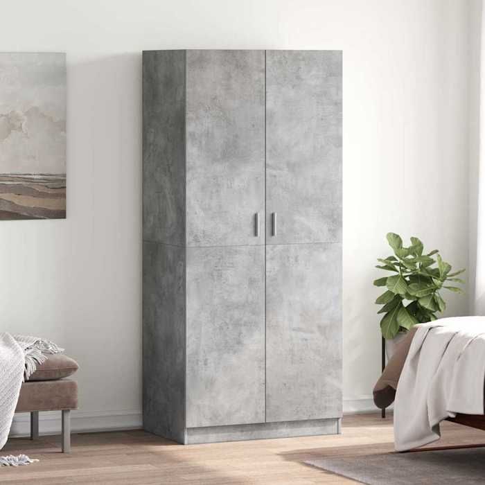 1 PC Garde-robe- FLOATING - moderne-desgin - Gris béton 80x52x180 cm Bois d’ingénierie&01_15155
