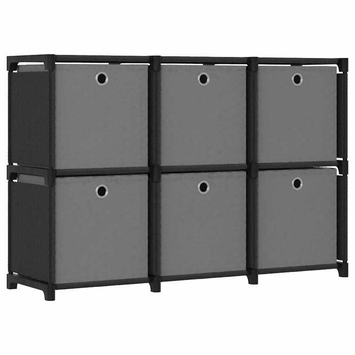 Meuble de salon - VIDAXL - Étagère daffichage 6 cubes et boîtes Noir 103x30x725 cm Tissu1866