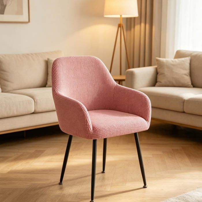 Lot de 1 housse de chaise avec accoudoirs amovible ble antidérapante élégante pour salon bureau (rose) Rose HOUSSE DE CHAISE