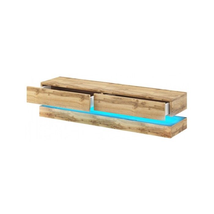 Meuble TV FLY avec LED bleu coloris coloris chêne 140x33 8 cm Meuble TV FLY avec LED bleu coloris coloris chêne 140x33 8 cm