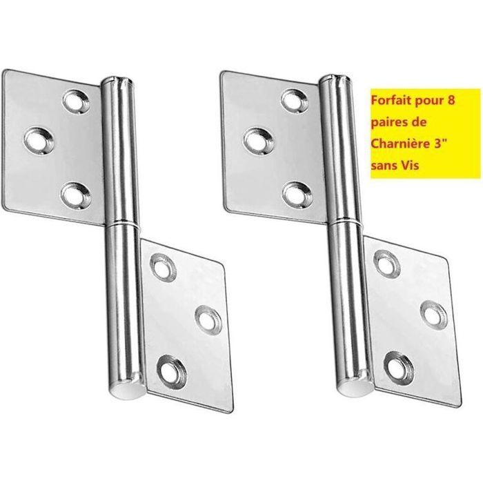 Charnière Inox - MAX® - Démontable - Sans Vis - Acier Inoxydable Résistant Usure pour Meuble Porte Armoire Bois Charnière Inox - MAX® - Démontable - Sans Vis - Acier Inoxydable Résistant Usure pour Meuble Porte Armoire Bois