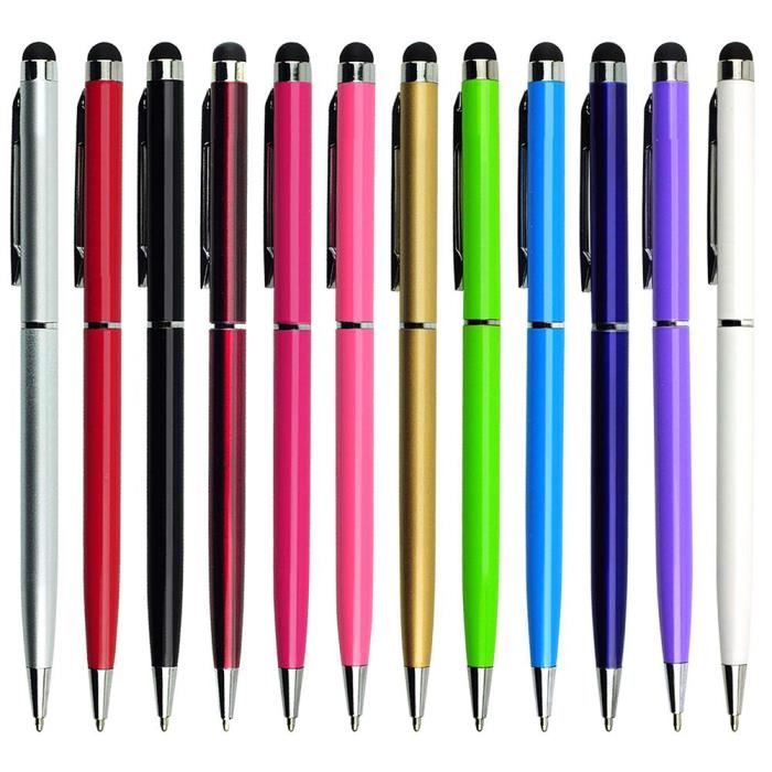 10 couleurs mélangées-Stylo capacitif 2 en 1 en métal, 10 pièces, stylos  tactiles colorés + stylo à bille pou - Cdiscount Informatique