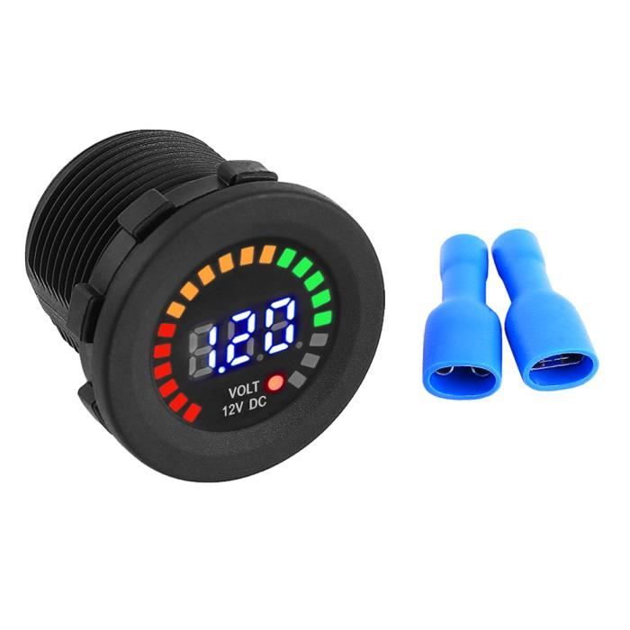 Voltmètre Numérique étanche Pour Batterie 12V/24V - Affichage LED - Pour Moto/voiture