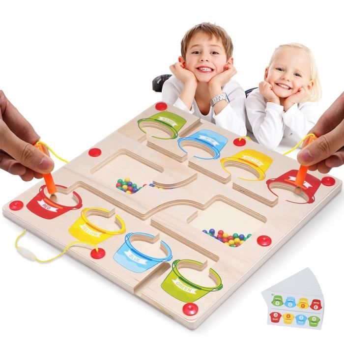 Jeux Labyrinthe Magnetique Enfant - Jouet Bois Montessori - Double Jeu  Magnétique City Maze Jeu - Cadeau pour Enfants de 3 4 5