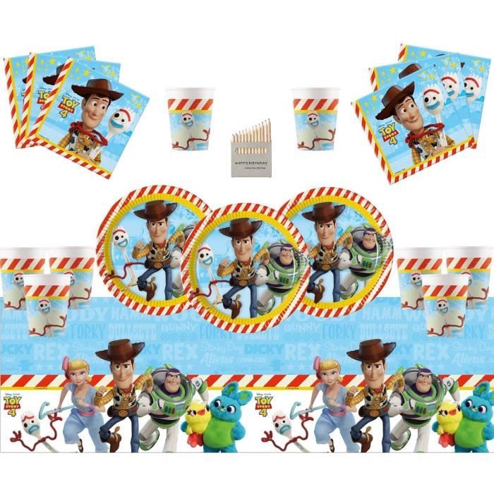 Toy Story 4 Party Supplies 54 pièces Deluxe Vaisselle d'anniversaire Toy  Story Pack de décoration de fête pour 16 Personnes 2895 - Cdiscount Maison